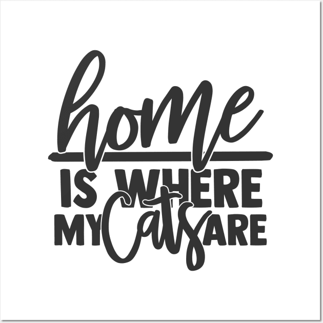 Home is Where My Cats Are Funny Home Cat Lover Wall Art by ThreadSupreme